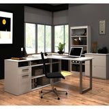 Bestar Solay L-Shaped Desk w/Lateral File & Bookcase in White