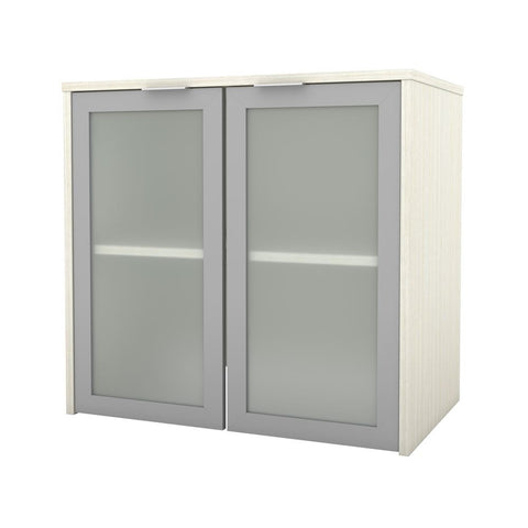 Bestar i3 Plus 31W Hutch with Frosted Glass Doors in white chocolate