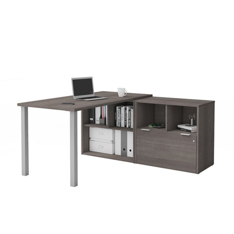 Bestar i3 Plus 61W L-Shaped Desk in bark grey