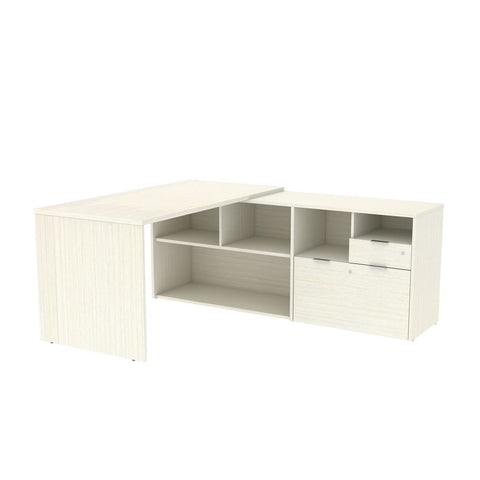 Bestar i3 Plus 72W L-Shaped Desk in white chocolate