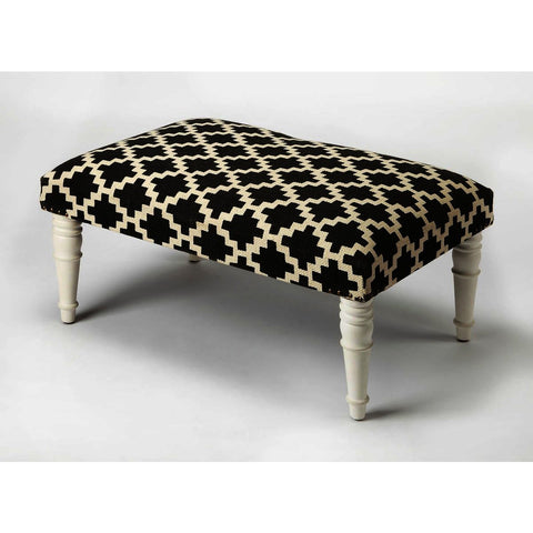 Butler Accent Seating Lucinda Black & White Upholstered Cocktail Ottoman