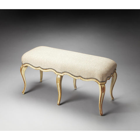Butler Artists' Originals Michelline Bench In Cream And Gold Painted