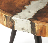 Butler Bisbee Molten Aluminum & Wood Bunching End Table