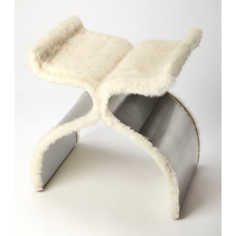 Butler Chalice Faux Fur & Silver Stool