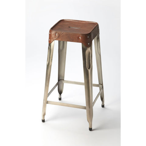 Butler Connor Iron & Leather Barstool