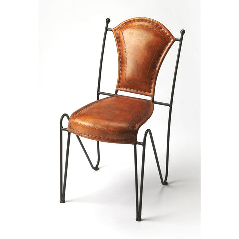 Butler Coriander Iron & Leather Side Chair