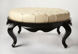 Butler Gervais White Leather Round Cocktail Ottoman