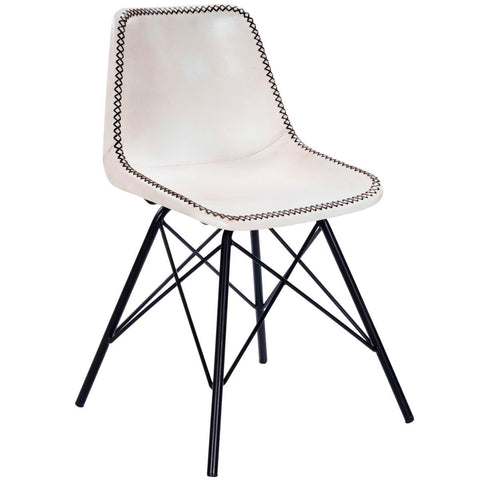 Butler Inland White & Black Leather Side Chair