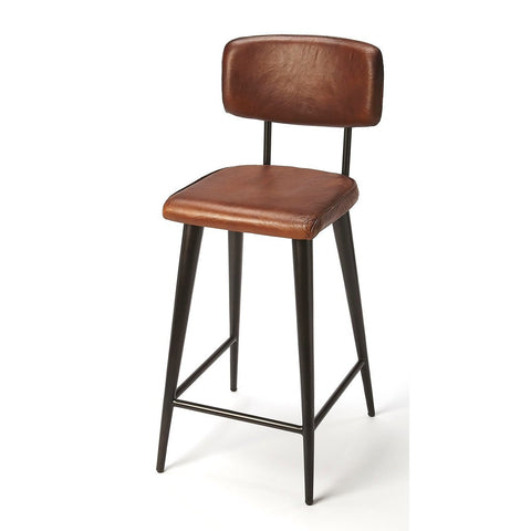 Butler Saddle Brown Leather Counter Stool