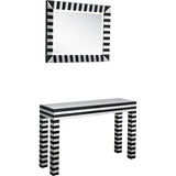 Camden Isle Clear and Black Waves Wall Mirror and Console Table