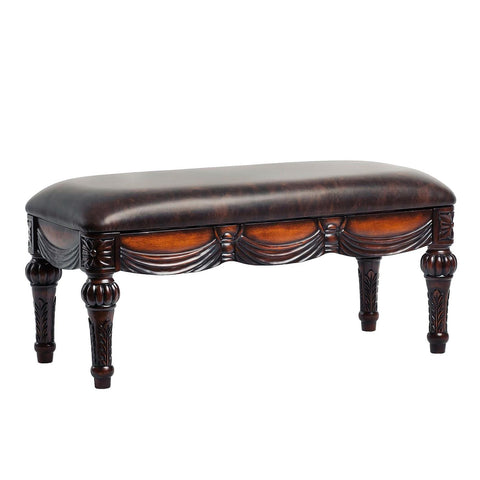 Comfort Pointe Edward Carved Bench in Brown