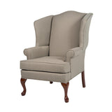 Comfort Pointe Erin Beige Wing Back Chair in Cherry