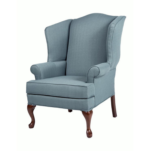 Comfort Pointe Erin Blue Wing Back Chair in Cherry