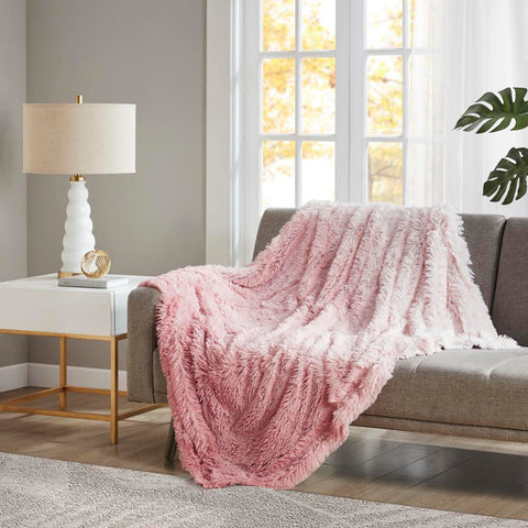 CosmoLiving Cleo Ombre Print Shaggy Fur Throw 50x60"