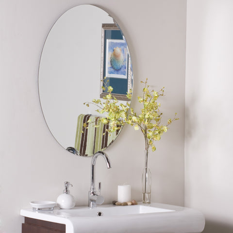 Decor Wonderland Frameless Oval Scallop Beveled Mirror