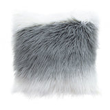Diamond Sofa 18 Inch Square Accent Pillow in White/Grey Ombre Dual-Sided Faux Fur