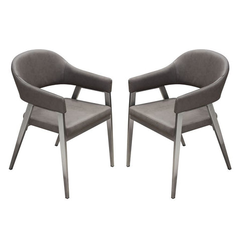 Diamond Sofa Adele Dining/Accent Chairs in Grey Leatherette - Set of Two