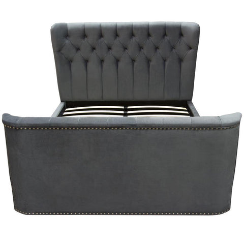 Diamond Sofa Allure Upholstered Bed in Royal Grey Tufted Velvet w/ Nailhead Accents