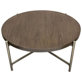 Diamond Sofa Atwood 40 Inch Round Cocktail Table w/Grey Oak Veneer Top & Brushed Silver Metal Base