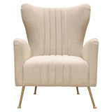 Diamond Sofa Ava Chair in Sand Linen Fabric w/ Gold Leg