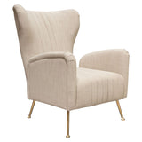 Diamond Sofa Ava Chair in Sand Linen Fabric w/ Gold Leg