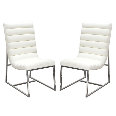 Diamond Sofa Bardot 2-Pack Dining Chair w/ Stainless Steel Frame in White