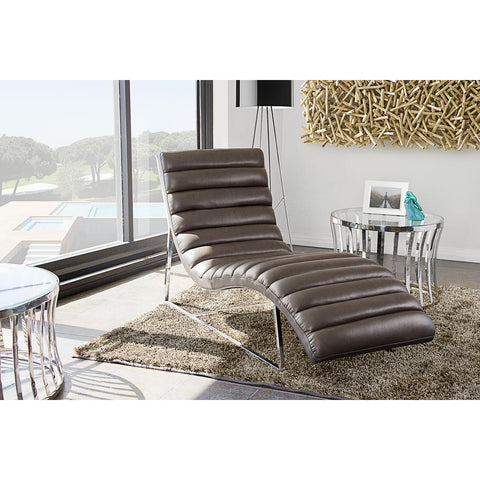 Diamond Sofa Bardot Chaise Lounge With Stainless Steel Frame In Elephant Grey