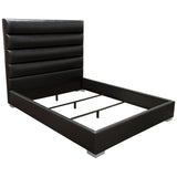 Diamond Sofa Bardot Channel Tufted Upholstered Platform Bed in Black Leatherette