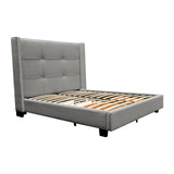 Diamond Sofa Beverly Uphlstered Platform Bed w/Integrated Footboard Storage Unit & Accent Wings in Grey Fabric