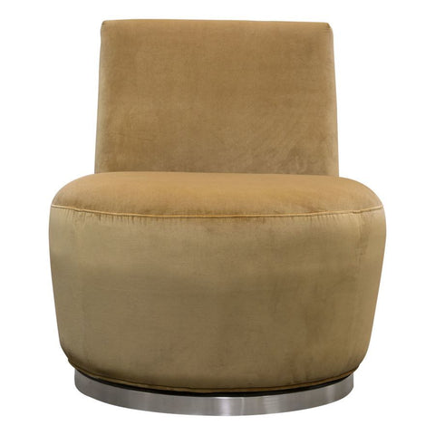 Diamond Sofa Blake Swivel Accent Chair in Marigold Velvet Fabric w/Polished Stainless Steel