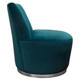 Diamond Sofa Blake Swivel Accent Chair in Teal Velvet Fabric w/Polished Stainless Steel