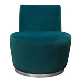 Diamond Sofa Blake Swivel Accent Chair in Teal Velvet Fabric w/Polished Stainless Steel