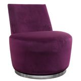 Diamond Sofa Blake Swivel Accent Chair in Ultra Violet Velvet Fabric w/Polished Stainless Steel
