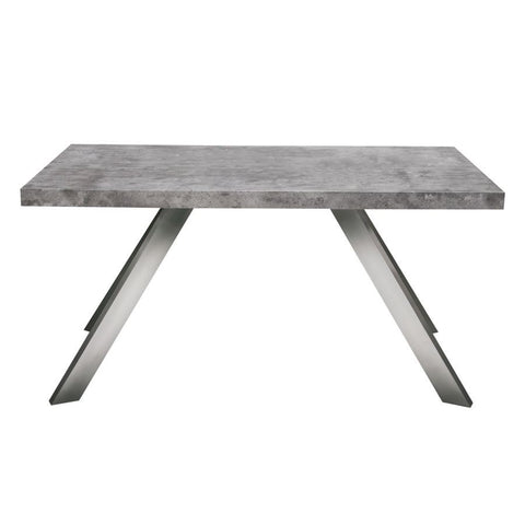 Diamond Sofa Carrera Dining Table/Desk in Faux Concrete Finish w/Brushed Stainless Steel Legs