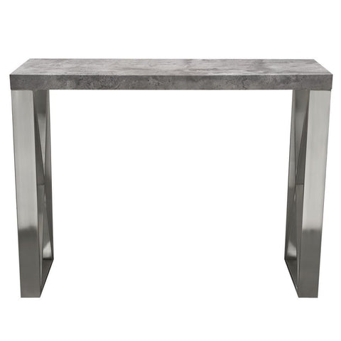 Diamond Sofa Carrera Pub Table in 3D Faux Concrete Finish w/Brushed Stainless Steel Legs