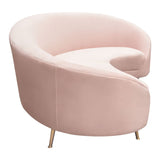 Diamond Sofa Celine Curved Sofa w/Contoured Back in Blush Pink Velvet & Gold Metal Legs