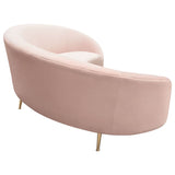 Diamond Sofa Celine Curved Sofa w/Contoured Back in Blush Pink Velvet & Gold Metal Legs