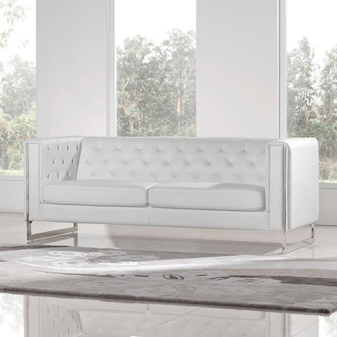 Diamond Sofa Chelsea Leatherette Sofa With Metal Leg In White
