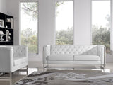 Diamond Sofa Chelsea Leatherette Sofa/loveseat 2 Piece Set With Metal Leg In White