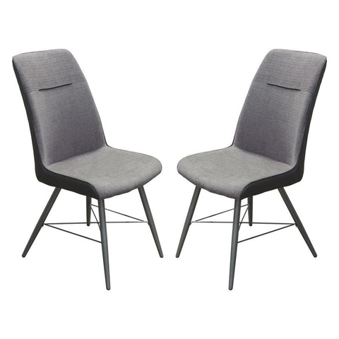 Diamond Sofa Chloe Dining Chairs w/Grey Fabric & Black Leatherette - Set of 2