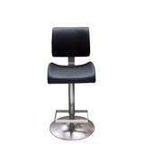 Diamond Sofa Contour Hydraulic Adjustable Height Barstool in Black Leatherette w/Brushed Stainless Steel Base
