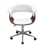 Diamond Sofa Cove Castered Office Chair in White w/Molded Bamboo Seat & Chrome Base
