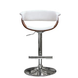 Diamond Sofa Cove Hydraulic Adjustable Height Stool in White w/Molded Bamboo Seat & Polished Metal Base