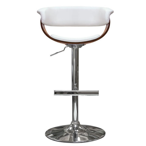 Diamond Sofa Cove Hydraulic Adjustable Height Stool in White w/Molded Bamboo Seat & Polished Metal Base