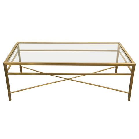 Diamond Sofa Croft Rectangular Cocktail Table w/Clear Glass Top & Brushed Gold Base