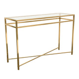 Diamond Sofa Croft Rectangular Console Table w/Clear Glass Top & Brushed Gold Base