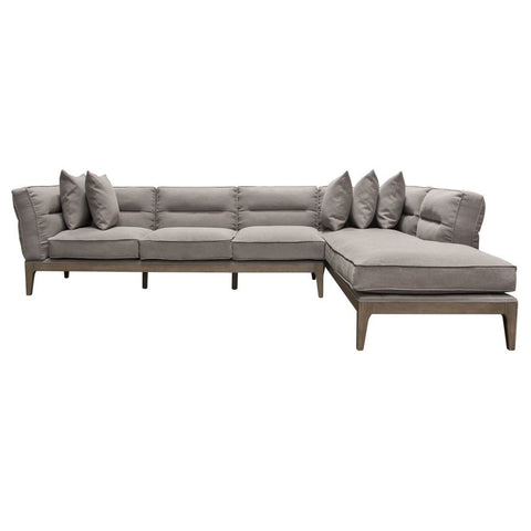 Diamond Sofa Eden RF 2PC Sectional in Grey Linen w/Down Seating & Solid Birch Frame