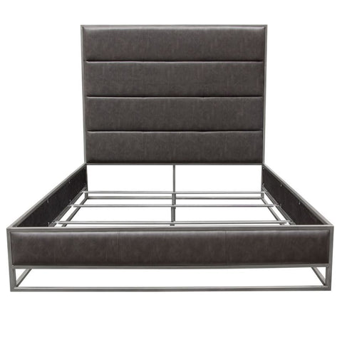Diamond Sofa Empire Uphlstered Platform Bed in Weathered Grey & Silver