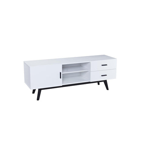 Diamond Sofa Focus 2 In Drawer / 1 In Door Entertainment Cabinet In White With Black Legs