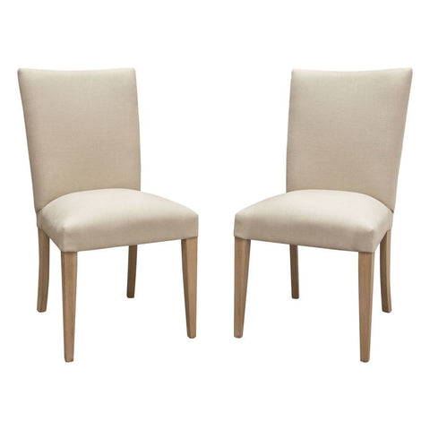 Diamond Sofa Francis Dining Side Chairs in Sand Linen w/Wood Legs in Grey Oak - Set of 2